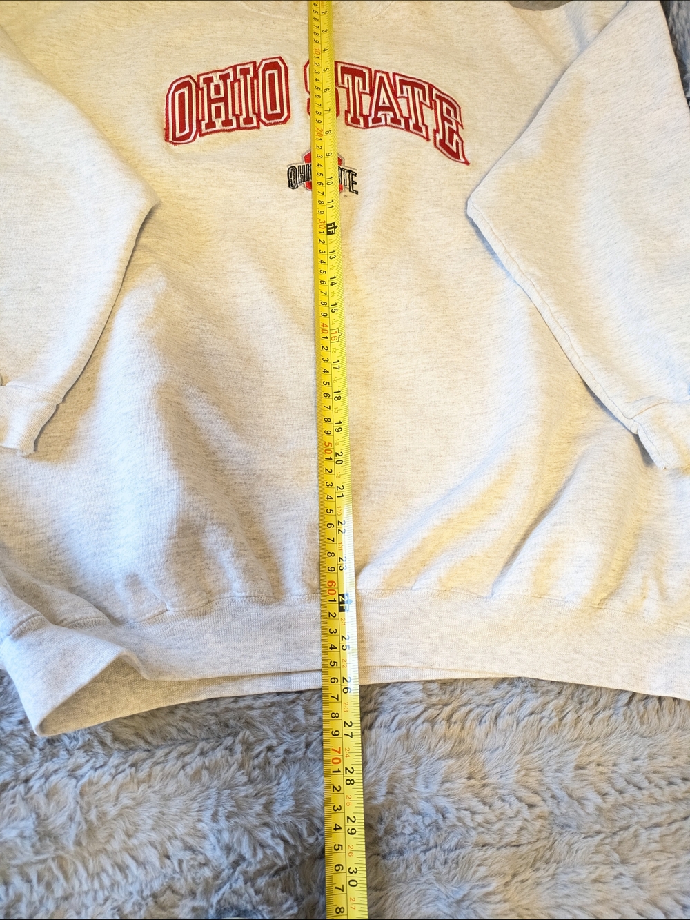 Ohio State Gray Crewneck Sweatshirt with Red Embroidered Logo Unisex XL - Picture 6 of 6